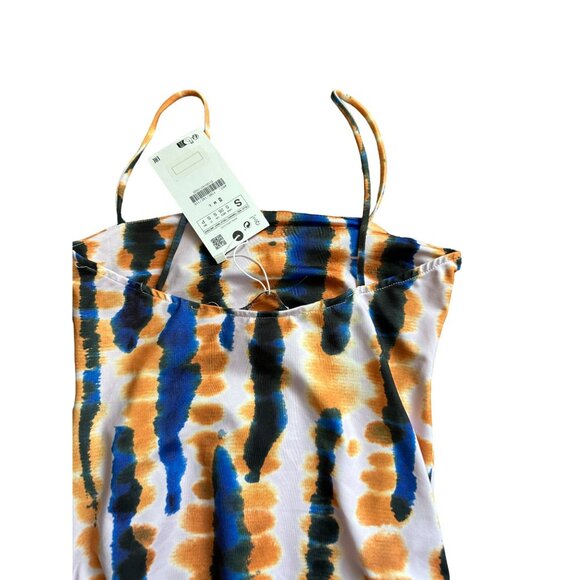 ZARA Tie Dye Blue Orange Bodysuit Size Small NEW NWT - Picture 4 of 8